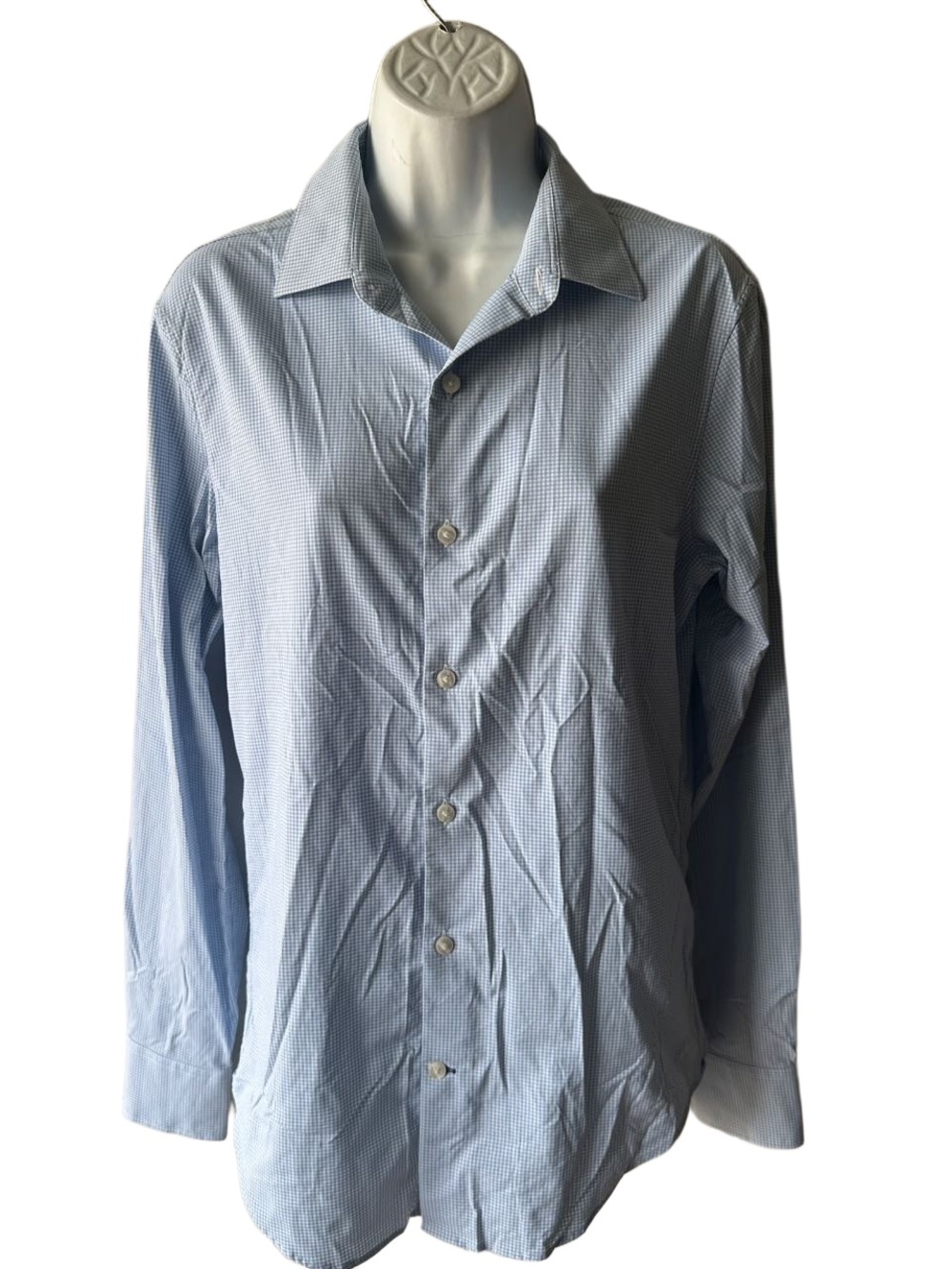 Bonobos Men’s Tailored Fit Light Blue Micro-Check Dress Shirt Size S Regular Fit